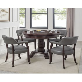 Steve Silver Tournament Cherry Gray Brown Top 5pc Dining Game Table Set