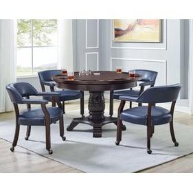 Steve Silver Tournament Cherry Navy Brown Top 5pc Dining Game Table Set