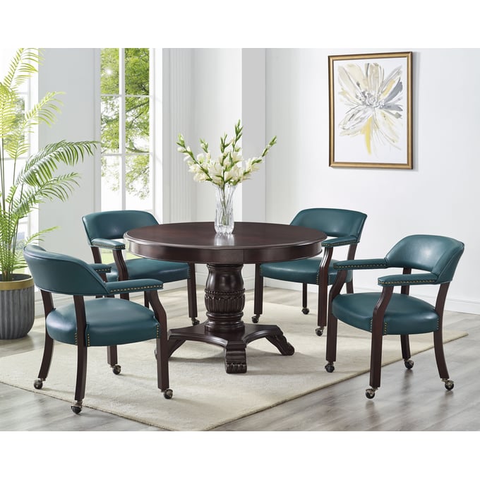 Steve Silver Tournament Cherry Teal 5pc Dining Room Set SSF-TU5050T-DR-S5