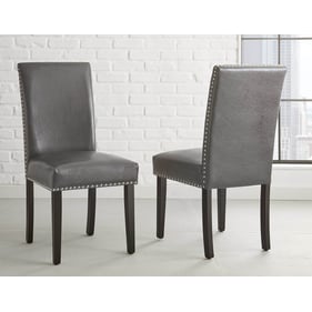 2 Steve Silver Verano Black PU Silver Side Chairs