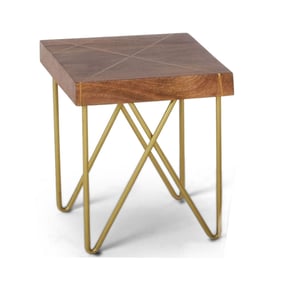 Steve Silver Walter Mango Wood Brass Inlay End Table