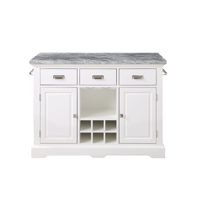 Steve Silver Zermatt White Kitchen Island 3pc Set SSF-ZR380-CNT-S1