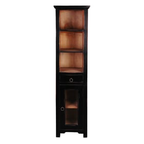 Sunset Trading Shabby Chic Cottage Antique Black Tall Narrow Cabinet