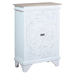 Sunset Trading Shabby Chic Cottage White Brown Accent Cabinet