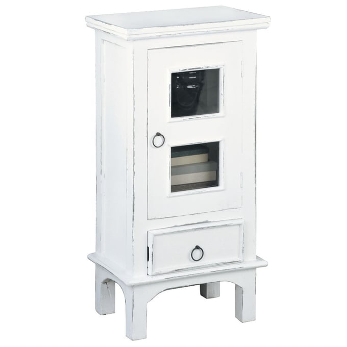 Sunset Trading Shabby Chic Cottage Distressed White One Door End Table SST-CC-CHE324LD-WW