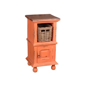 Sunset Trading Shabby Chic Cottage Coral End Table with Basket