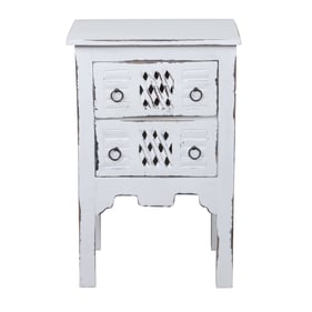 Sunset Trading Shabby Chic Cottage Distressed White End Table