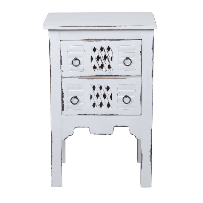 Sunset Trading Shabby Chic Cottage Distressed White End Table SST-CC-TAB098LD-WW