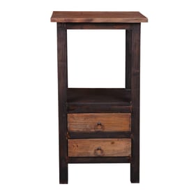 Sunset Trading Shabby Chic Cottage Black Brown Two Drawer End Table