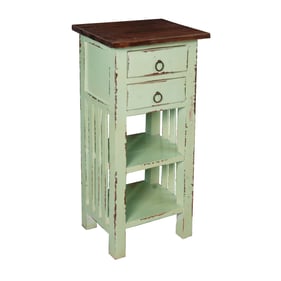 Sunset Trading Shabby Chic Cottage Bahama Blue Brown End Table