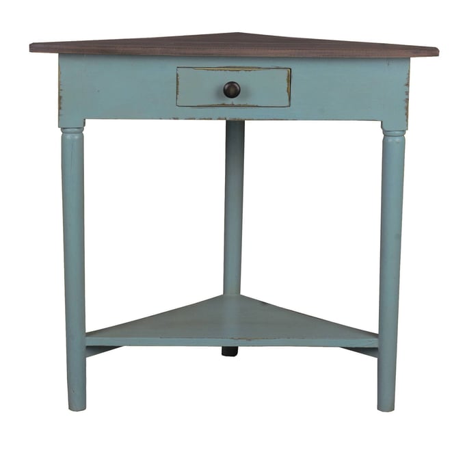 Sunset Trading Shabby Chic Cottage Beach Blue Brown Corner Table SST-CC-TAB179TLD-BBRW