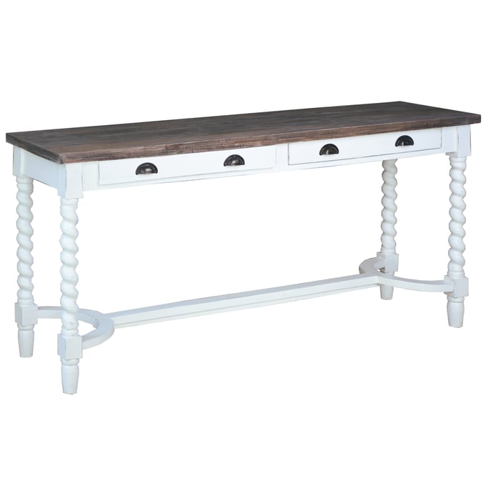 Sunset Trading Shabby Chic Cottage White Raftwood Brown Console Table SST-CC-TAB231TLD-WWRW