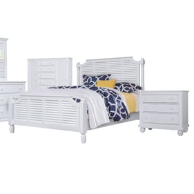 Sunset Trading White Shutter Wood 2pc Bedroom Set with King Poster Bed