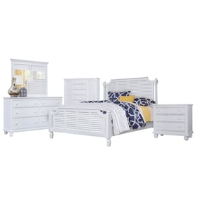 Sunset Trading White Shutter 5pc Bedroom Set with Queen Bed