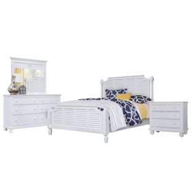 Sunset Trading White Shutter 4pc Bedroom Set With Queen Poster Bed