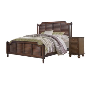 Sunset Trading Bahama Shutter Walnut 2pc Bedroom Set with King Bed