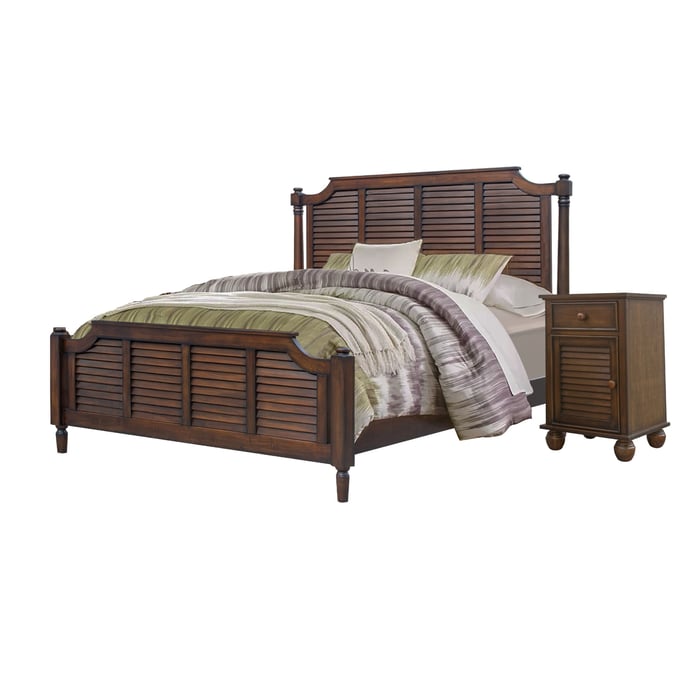 Sunset Trading Bahama Shutter Walnut 2pc Bedroom Set with Queen Bed SST-CF-1105-BR-S1