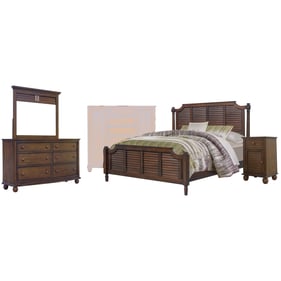 Sunset Trading Bahama Shutter Walnut 4pc Bedroom Set with King Bed