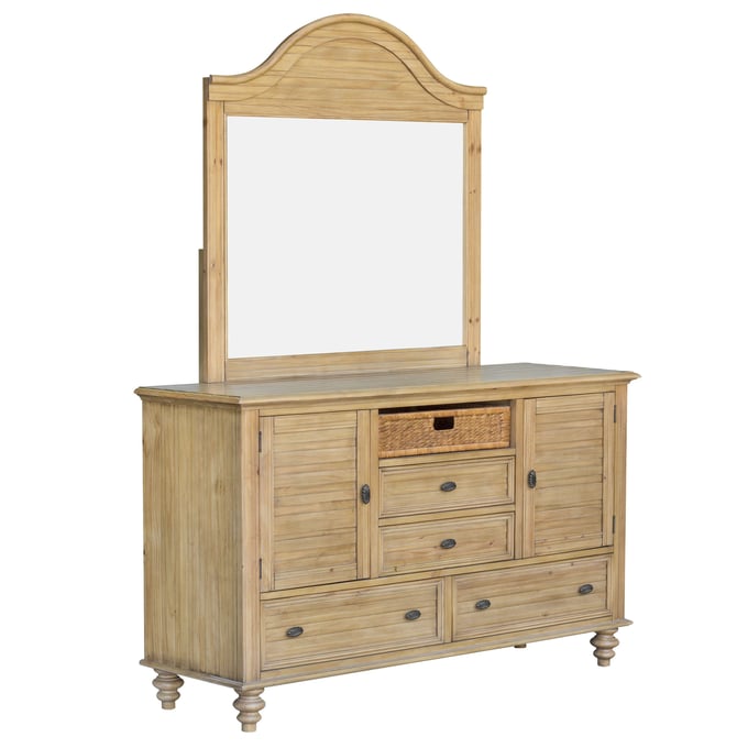 Sunset Trading Vintage Casual Natural Maple Dresser and Mirror SST-CF-1230-34-0252