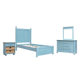 Sunset Trading Cool Breeze Beach Blue 4pc Kids Bedroom Set with Twin Bed