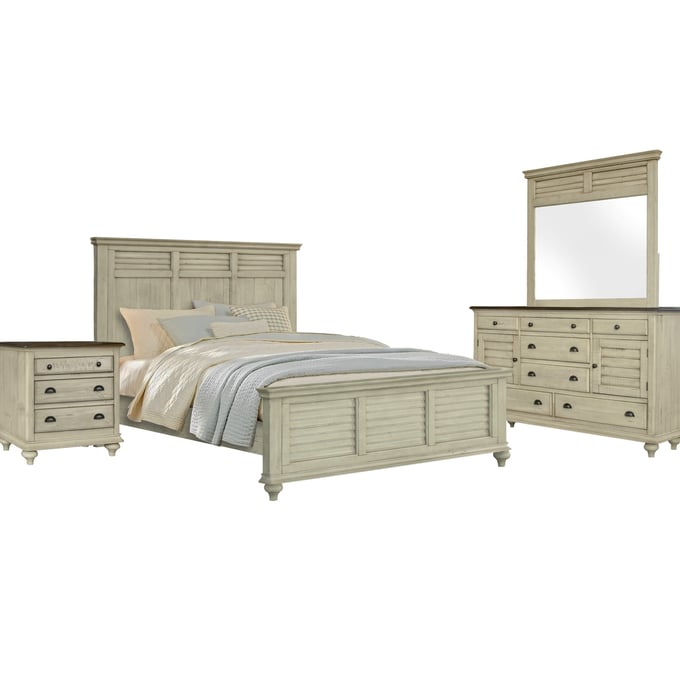 Sunset Trading Shades Of Sand Cream Walnut 4pc Bedroom Set With Queen Bed SST-CF-2301-0489-Q-BR-S1