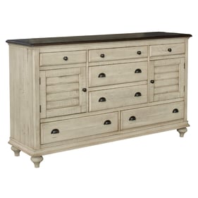 Sunset Trading Shades of Sand Cream Walnut Brown  7 Drawer Dresser