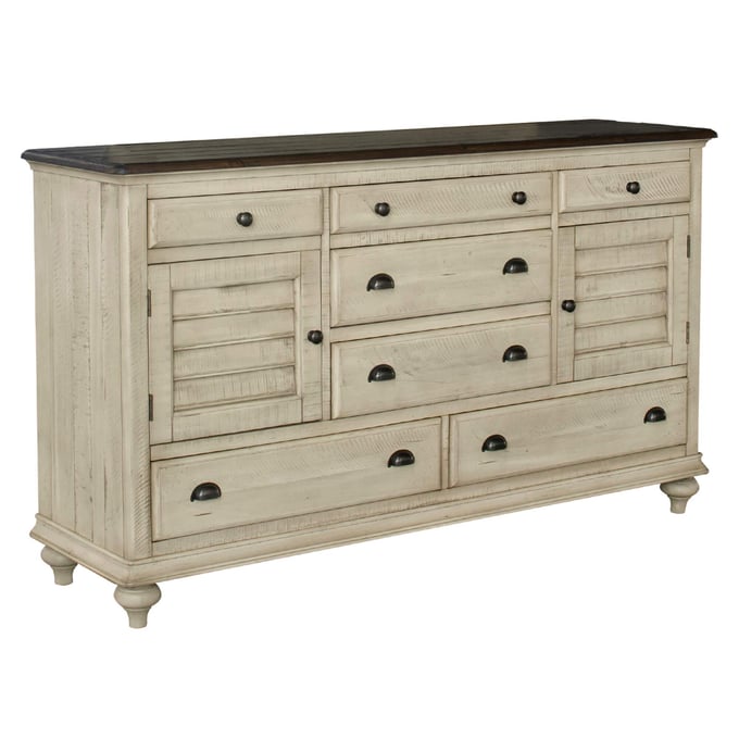 Sunset Trading Shades of Sand Cream Walnut Brown  7 Drawer Dresser SST-CF-2330-0490