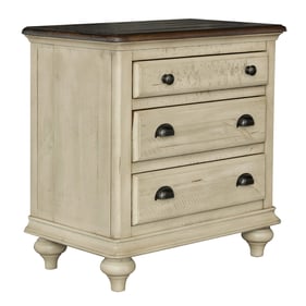 Sunset Trading Shades of Sand Cream Walnut Brown  3 Drawer Nightstand