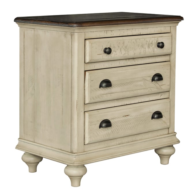 Sunset Trading Shades of Sand Cream Walnut Brown  3 Drawer Nightstand SST-CF-2336-0490