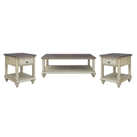 Sunset Trading Shades of Sand White Natural Walnut 3pc Coffee Table Set