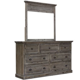 Sunset Trading Solstice Weathered Gray Brown Drawer Dresser and Mirror