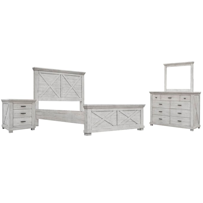 Sunset Trading Crossing Barn Distressed Light Gray 4pc Queen Bedroom Set SST-CF-4101-0786-Q-BR-S2