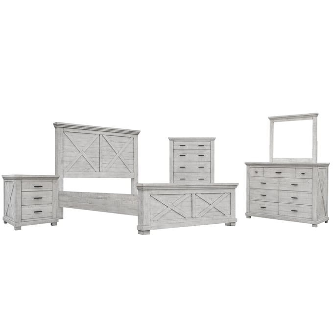 Sunset Trading Crossing Barn Distressed Light Gray 5pc King Bedroom Set SST-CF-4102-0786-K5P