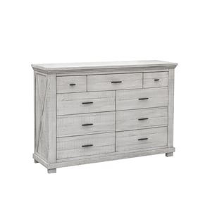 Sunset Trading Crossing Barn Distressed Light Gray 9 Drawers Dresser