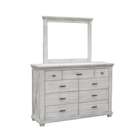 Sunset Trading Crossing Barn Distressed Light Gray Dresser and Mirror