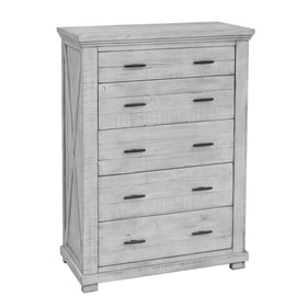 Sunset Trading Crossing Barn Distressed Light Gray 5 Drawers Chest