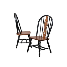 2 Sunset Trading Antique Black Cherry Keyhole Dining Chairs