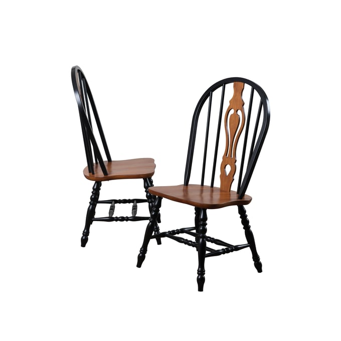 2 Sunset Trading Antique Black Cherry Keyhole Dining Chairs SST-DLU-124-S-BCH-2