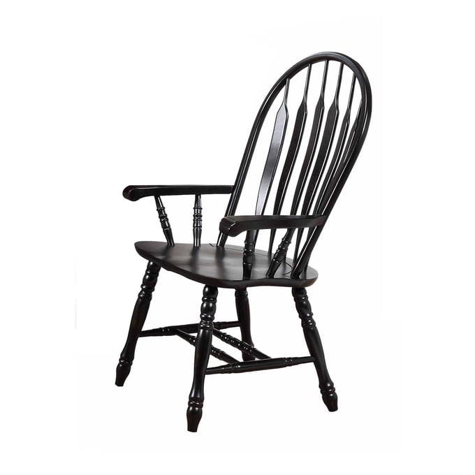 Sunset Trading Antique Black Cherry Comfort Dining Arm Chair SST-DLU-4130-AB-A