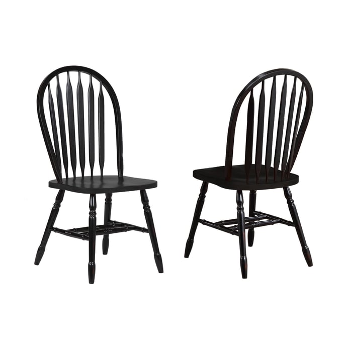 2 Sunset Trading Antique Black Arrowback Dining Chairs SST-DLU-820-AB-2