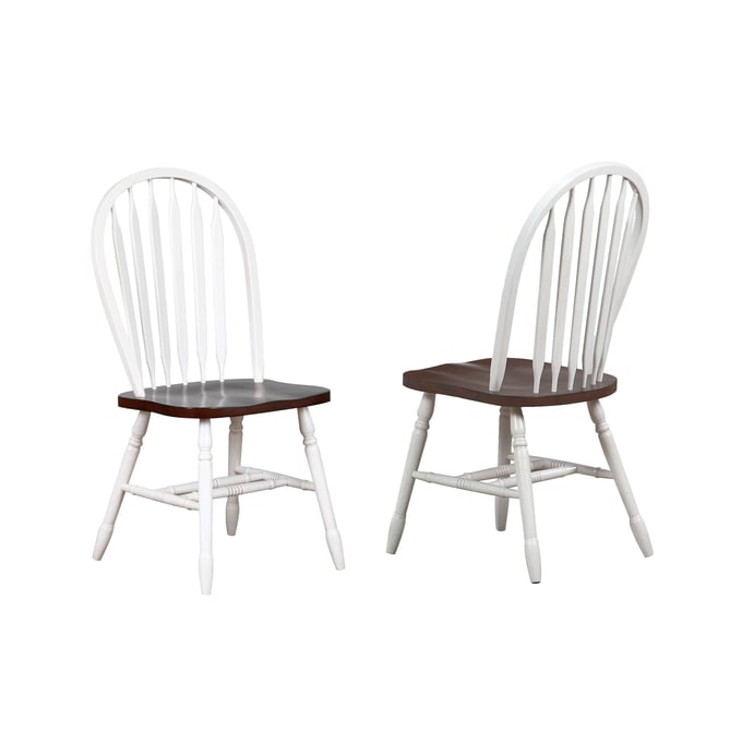 2 Sunset Trading Andrews White Chestnut Arrowback Dining Chairs SST-DLU-820-AW-2