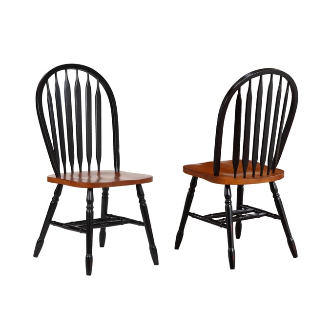 2 Sunset Trading Antique Black Cherry Arrowback Dining Chairs SST-DLU-820-BCH-2