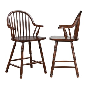 2 Sunset Trading Andrews Distressed Chestnut Brown Counter Height Stools