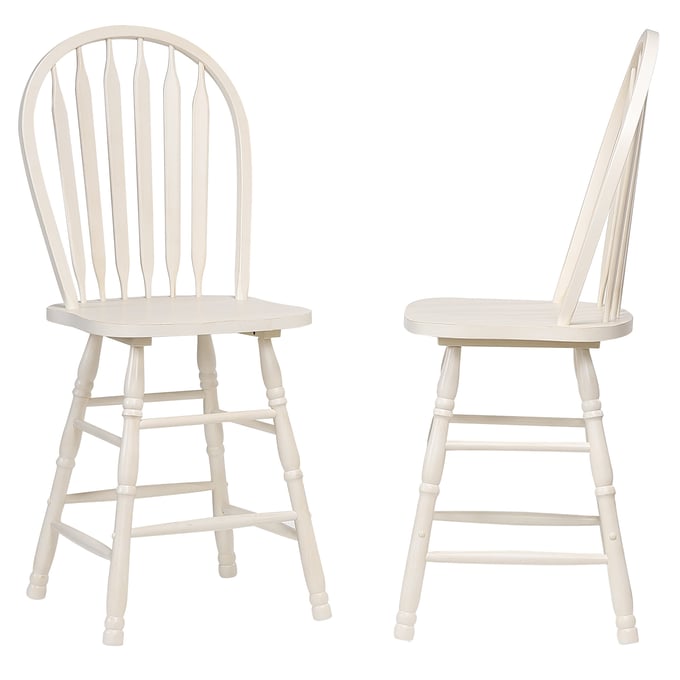 2 Sunset Trading Andrews Antique White 24 Inch Barstools SST-DLU-ADW-B824-AW-2