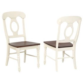 2 Sunset Trading Andrews Antique White Chestnut Napoleon Dining Chairs