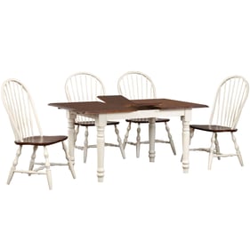 Sunset Trading Andrews Distressed Antique White Chestnut Brown 5pc Dining S...