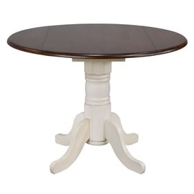 Sunset Trading Andrews White Chestnut Round Drop Leaf Dining Table