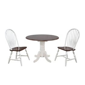 Sunset Trading Andrews White Chestnut Round 3pc Dining Set with Spindleback...