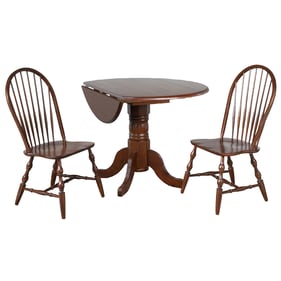 Sunset Trading Andrews Chestnut Round 3pc Dining Set with Spindleback Chair...