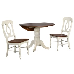 Sunset Trading Andrews White Chestnut Round 3pc Dining Set with Napoleon Ch...